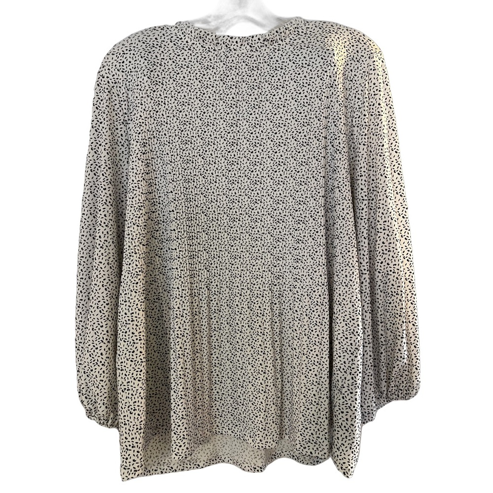 Adrianna Papell Black & White Print Long Sleeve Blouse Size X-Large